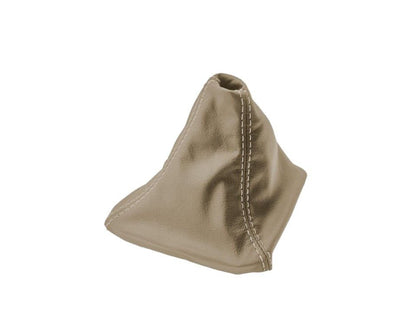 Beige leather shift boot cover for BMW E36 E46 3 Series manual transmission, designed by JTS Custom Upholstery.