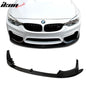 K2 Industries black P-style front bumper lip spoiler for 2015-2020 BMW F80 M3 and F82 M4, 3-piece PP material, close-up view