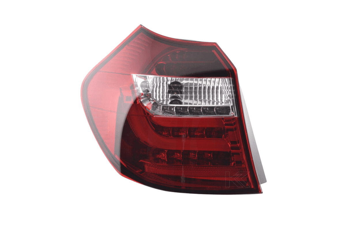 BMW 1-Series E81 3/5 door red LED tail lights set by K2 Industries for 2007-2011 model, featuring bright red LED lenses.