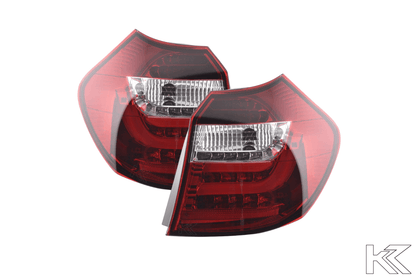 BMW 1-Series E81 3/5 door red LED tail lights set by K2 Industries for 2007-2011 models, showing the tail light assembly.
