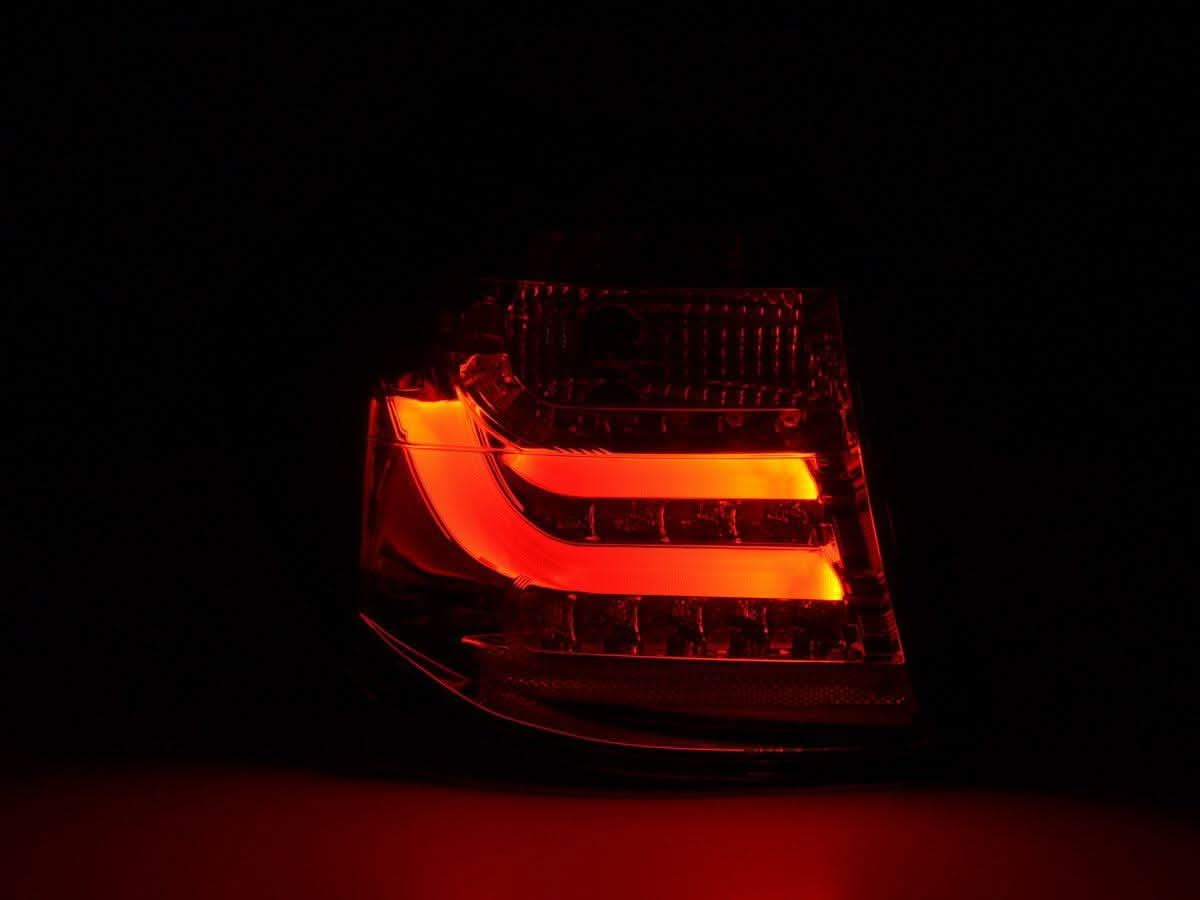 BMW 1-Series E81 3/5 door red LED tail lights set by K2 Industries, for models 2007-2011, showing the taillight assembly.