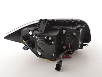 BMW 1-series E81 E82 E87 E88 headlight set with black angel eyes, compatible with 2004-2011 models by K2 Industries