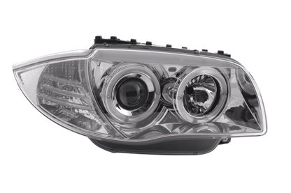 BMW 1-Series E81 E82 E87 E88 chrome angel eyes headlights set by K2 Industries, showing sleek headlight design with chrome accents.