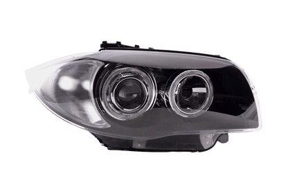K2 Industries BMW 1-Series E81/E82/E87/E88 LED Angel Eyes Headlights, 2004-2013, with bright circular LED rings and clear lens