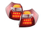 BMW 1 Series E87/E81 3/5-door red LED tail lights by K2 Industries, showing the sleek design and bright red lens for 2004-2006 models.
