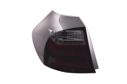 BMW 1 Series E87/E81 3/5-door red smoked LED tail lights by K2 Industries, for models 2004-2007, with sleek smoked lens design.