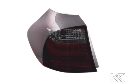 BMW 1 Series E87/E81 3/5-door red smoked LED taillights by K2 Industries, showing the stylish tail light design for 2007-2011 models.