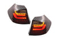 BMW 1 Series E87/E81 3/5-door red smoked LED tail lights by K2 Industries, designed for 2007-2011 models, showing the taillight assembly.