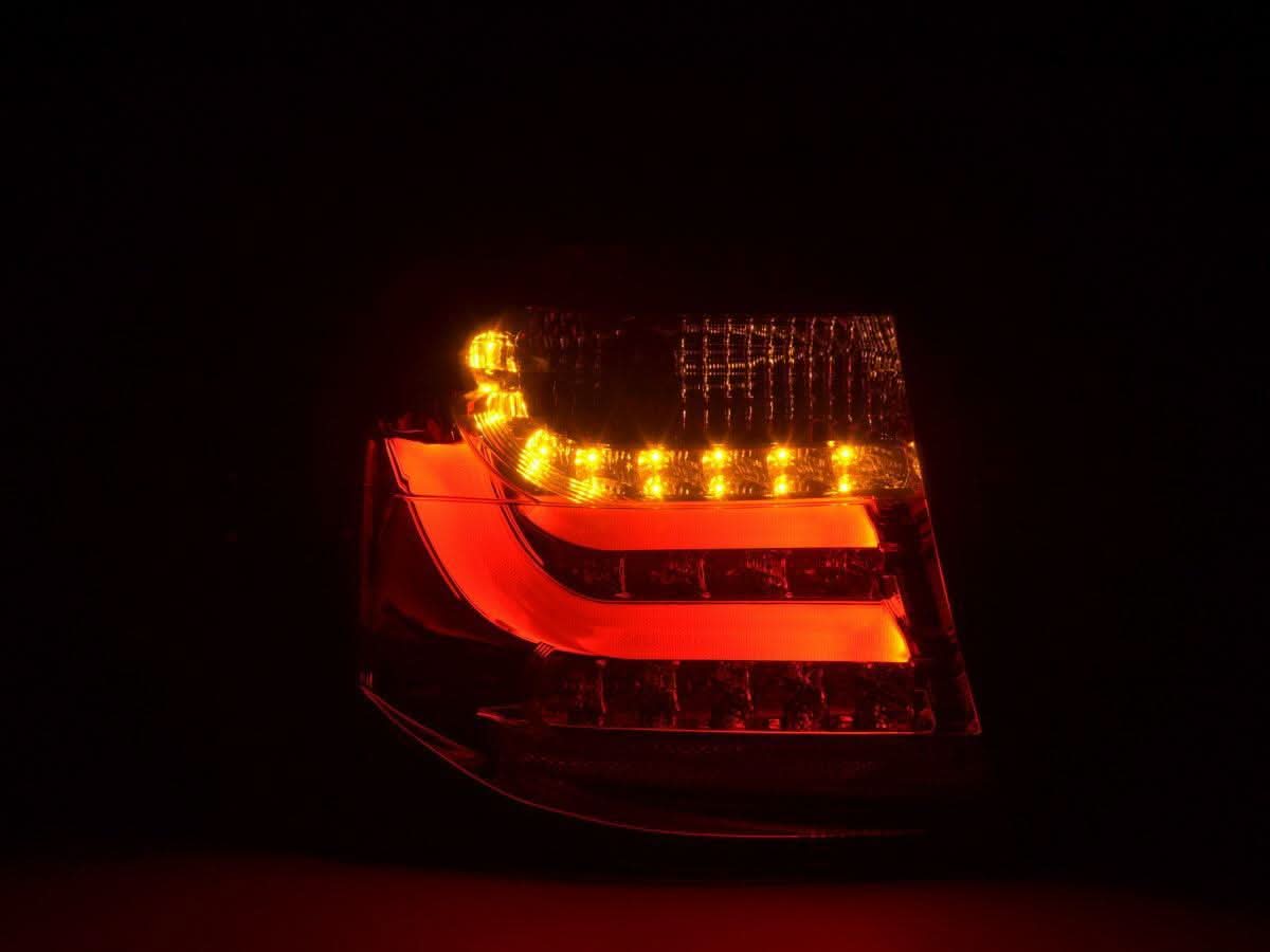 BMW 1 Series E87/E81 3/5-door red smoked LED tail lights by K2 Industries, for models 2007-2011.