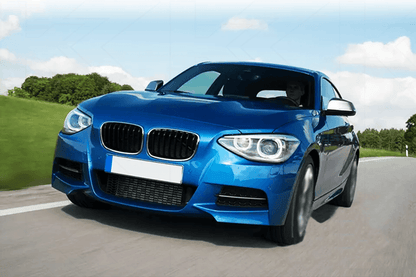 BMW 1-Series F20 OE style headlights upgrade by K2 Industries, featuring sleek design for 2012-2016 model.