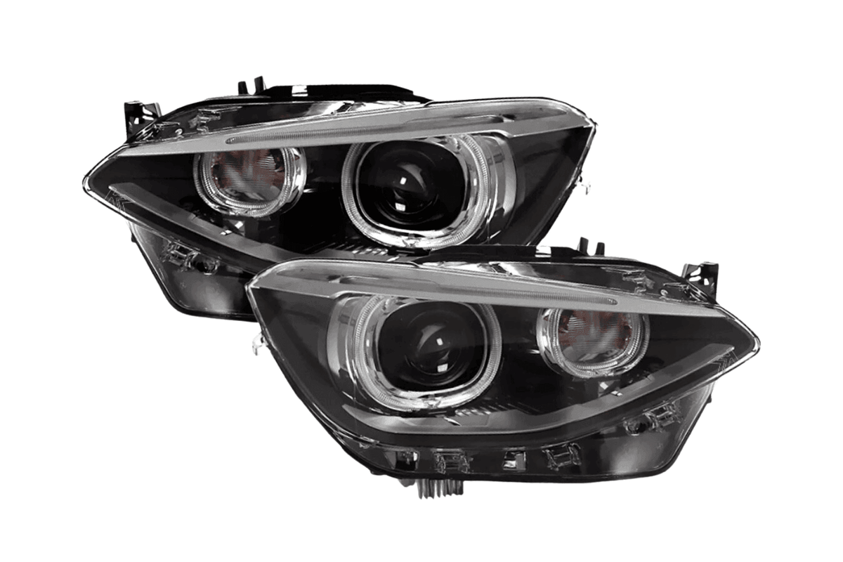 BMW 1-Series F20 OE style headlights upgrade by K2 Industries, featuring sleek, modern design for 2012-2016 BMW F20 models.