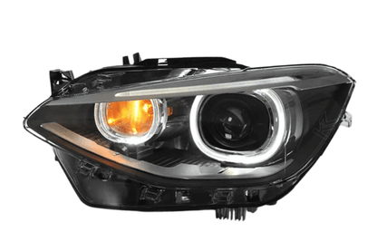 BMW 1-Series F20 headlights upgrade by K2 Industries, OE style, for models 2012-2016, showing sleek headlight assembly.