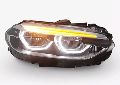 BMW 1-Series F52 headlight upgrade by K2 Industries, OE+ style, with clear lens and modern design for 2016-2020 models.