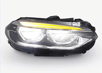 BMW 1-Series F52 headlight upgrade by K2 Industries, showing sleek OE+ headlights for 2016-2020 model.