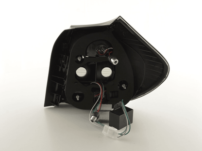BMW 1 Series E87 black LED tail lights by K2 Industries, for 2004-2007 model, showing close-up of sleek taillight design.