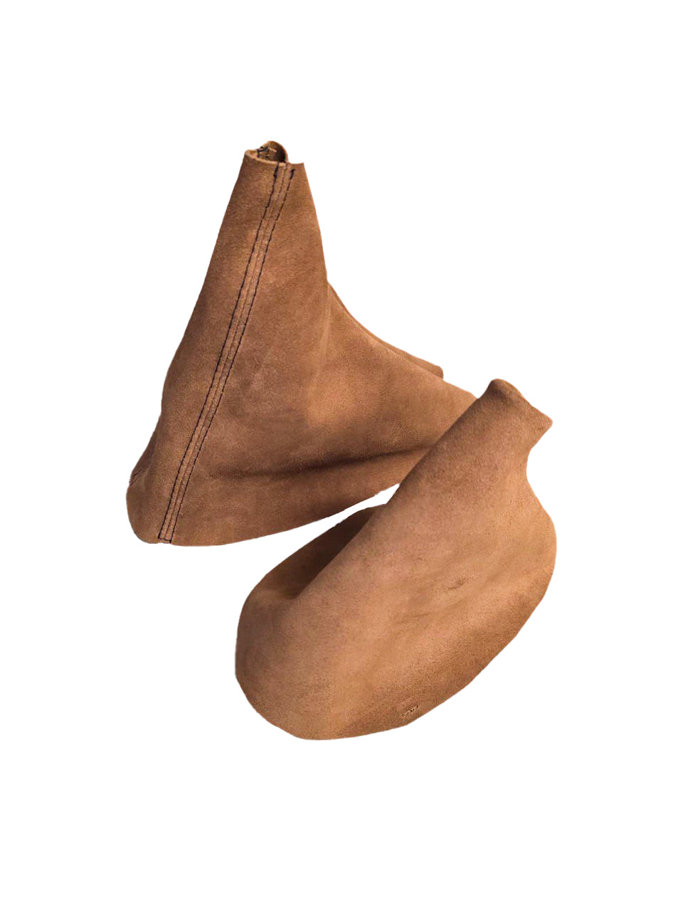 Brown suede shift boot cover for BMW E36 and E46 3 Series, fits parking brake and gear shift, by JTS Custom Upholstery.