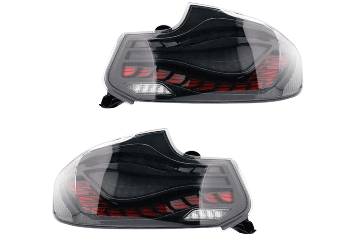 BMW 2-Series and M2 F22 F23 F87 tail lights with red and black dragon scale OLED design by K2 Industries