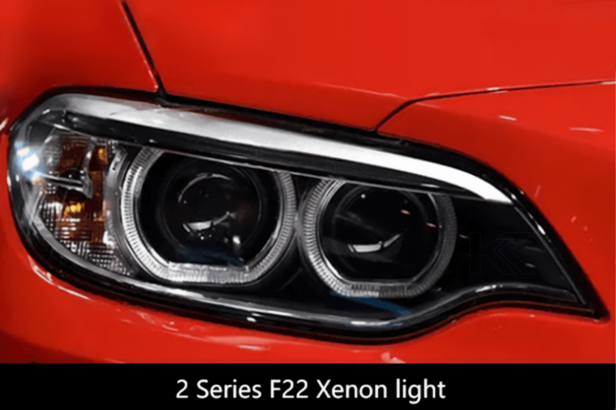 BMW 2 Series F22 LED headlights upgrade with M2 style design by K2 Industries for 2014-2021 models, featuring modern LED lighting.