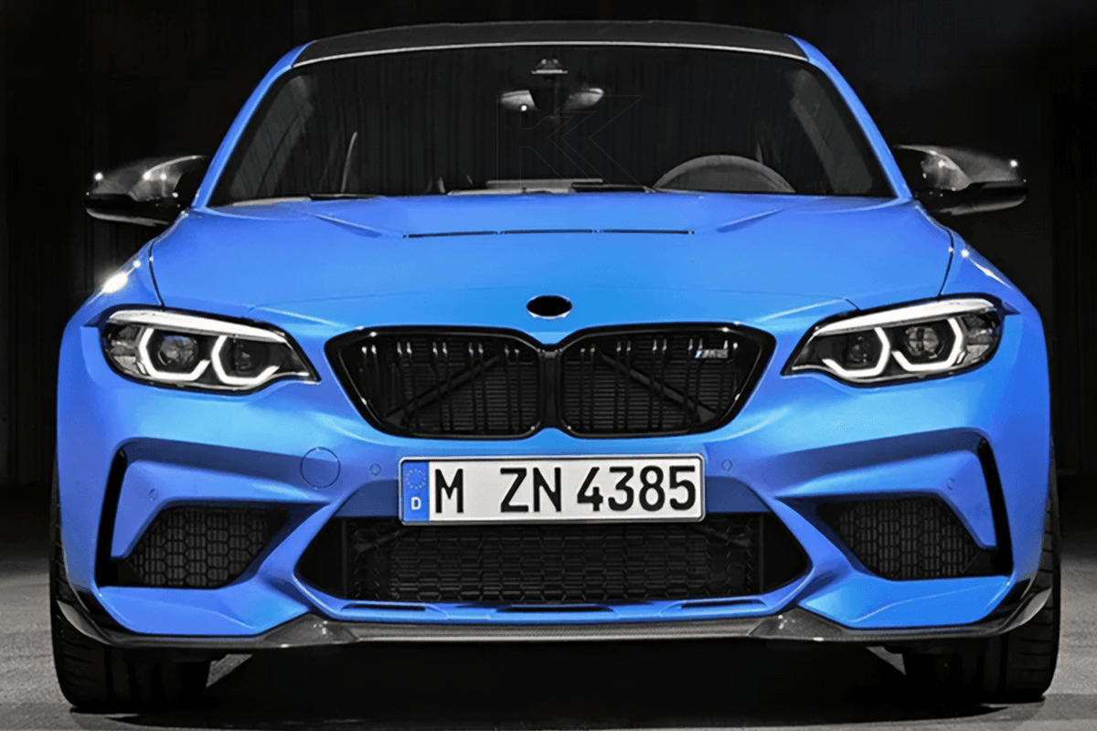BMW 2 Series F22 M2 Style LED headlights upgrade by K2 Industries, showing sleek design and bright LED lighting for 2014-2021 models.