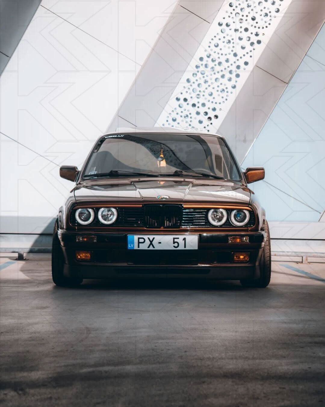BMW 3-series E30 2/4 door Black Angel Eyes Headlight Set by K2 Industries, designed for 1987-1991 models.