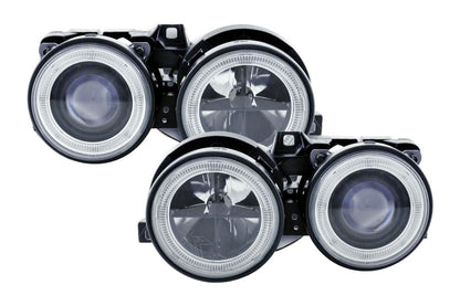 BMW 3-series E30 2/4 door Black Angel Eyes headlights set by K2 Industries for 1987-1991 model with sleek black ring design
