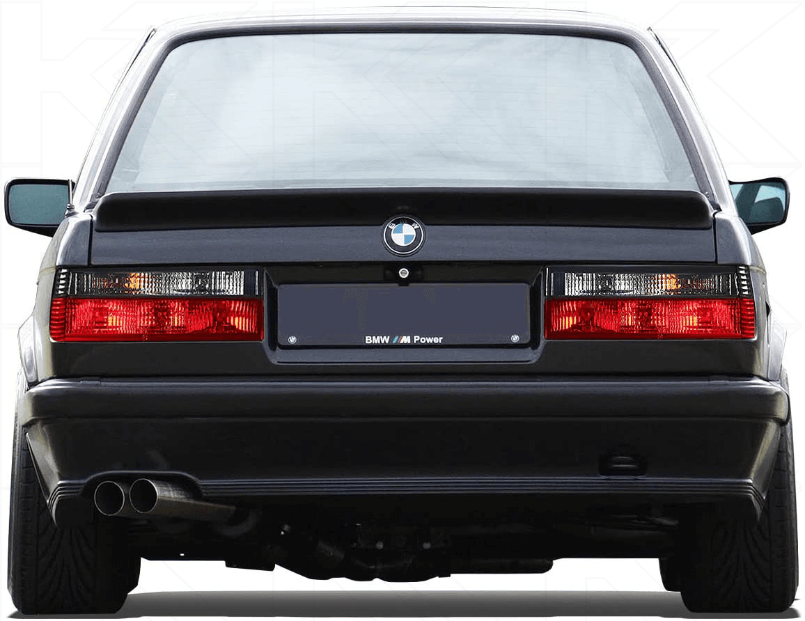 BMW 3-Series E30 pre-facelift tail lights in red and smoked finish, designed for models 1982-1987 by K2 Industries.