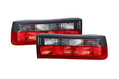 BMW 3-Series E30 pre-facelift tail lights in red and smoked finish by K2 Industries, for models 1982-1987.