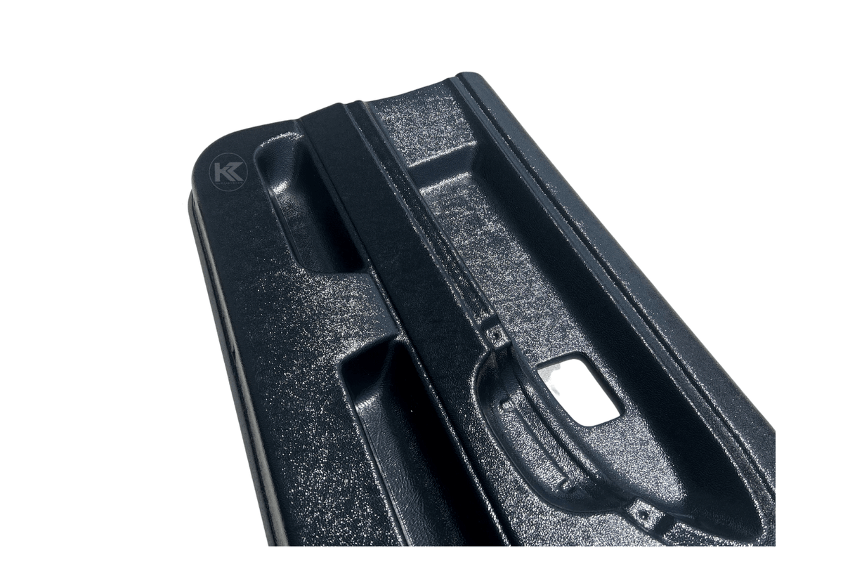 BMW 3-Series E36 Coupe door cards upgrade kit by K2 Industries, lightweight ABS plastic door panels with modern design.