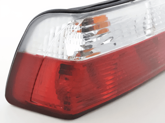BMW 3 Series E36 Coupe JDM style tail lights by K2 Industries, showing sleek red and clear lens design for 1991-1998 models.