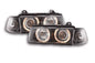 Black angel eye headlights for BMW 3-series E36 coupe and convertible from K2 Industries, 1992-1998 model year.