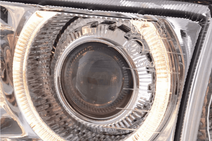 BMW 3-series E36 coupe/convertible chrome Xenon Angel Eyes headlights by K2 Industries, for 1992-1998 models.