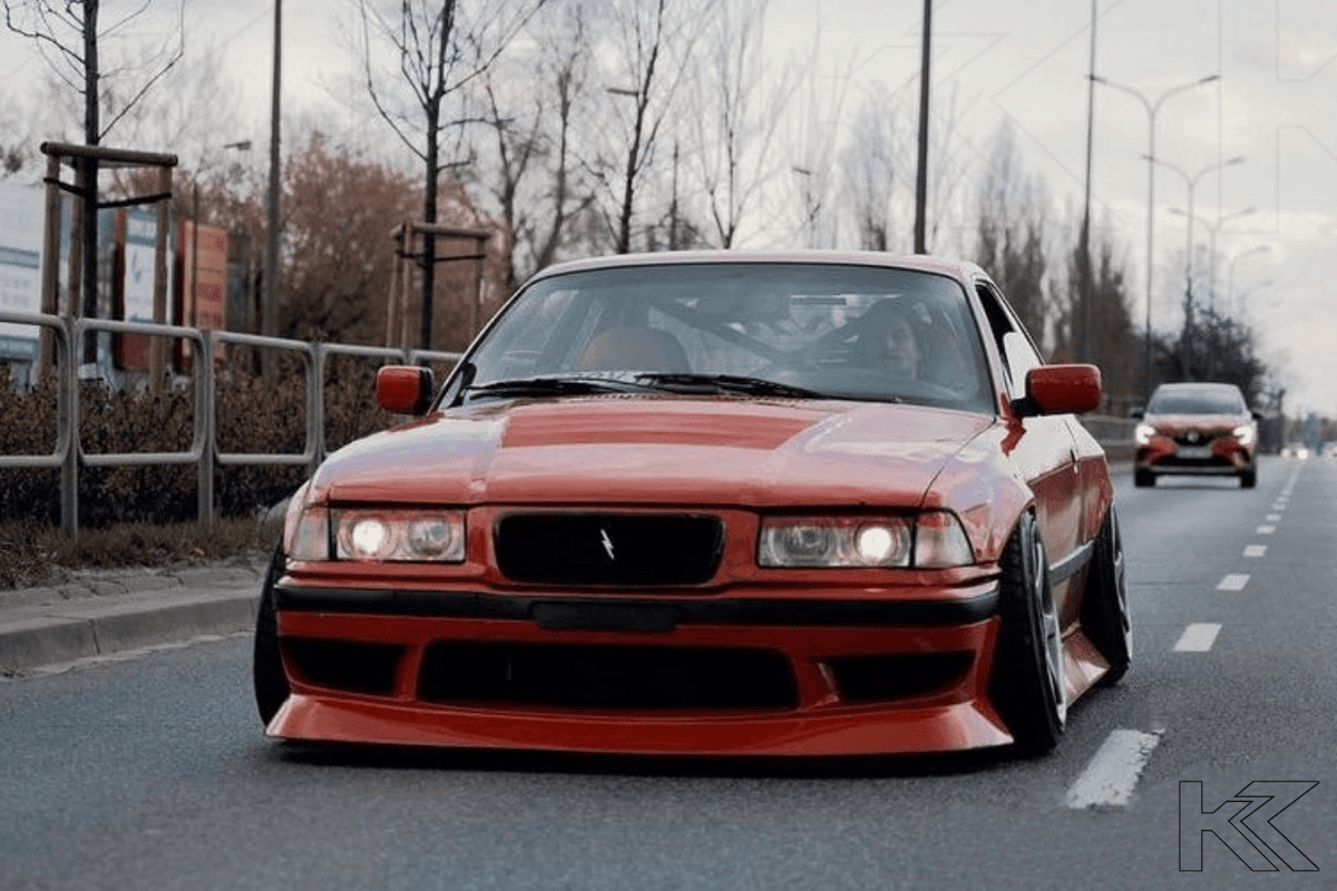 BMW 3-series E36 coupe and convertible chrome Xenon angel eyes headlights by K2 Industries, 1992-1998, with sleek design and bright illumination.