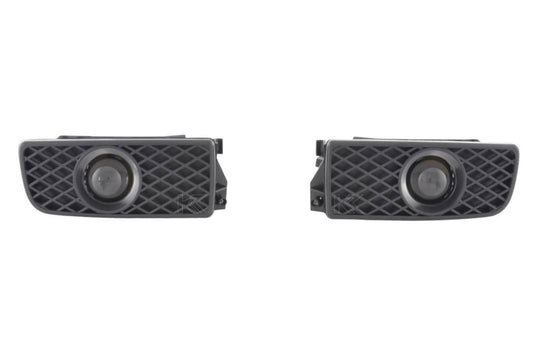 BMW 3-series E36 EVO fog lights by K2 Industries, pair of front fog lights for 1991-2000 E36 models, black housing with clear lenses.