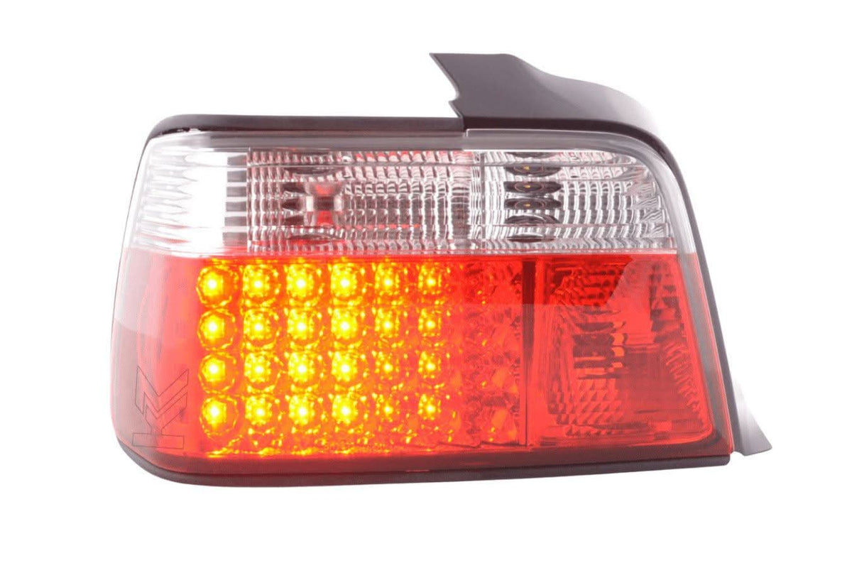 Red LED taillights set for BMW 3-series E36 Sedan (1991-1998) by K2 Industries, showcasing the sleek tail light design.