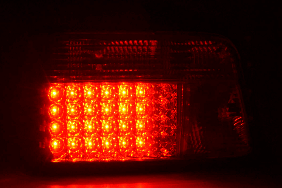 Red LED taillights set for BMW 3-series E36 Sedan (1991-1998) by K2 Industries, showing the sleek tail light design.