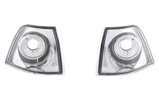 BMW 3-Series E36 sedan and touring clear chrome corner lights by K2 Industries, 1992-1998, showing front corner light details