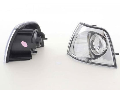 BMW 3-Series E36 sedan and touring clear chrome corner lights by K2 Industries, 1992-1998, showing front corner light assembly.