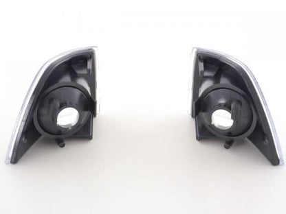 BMW 3-Series E36 sedan and touring clear chrome corner lights by K2 Industries, for 1992-1998 models, with reflective chrome finish.