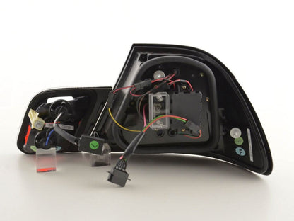BMW 3-Series E46 Coupe chrome clear LED taillights set for facelift models, featuring sleek design by K2 Industries.