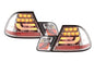 BMW 3-Series E46 Coupe chrome clear LED taillights set, facelift model 2003-2007, by K2 Industries, showing the rear light assembly.