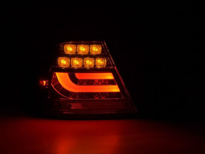 BMW 3-series E46 Coupe tail lights set with chrome and smoked LED lightbar, facelift model from 2003 to 2007 by K2 Industries.