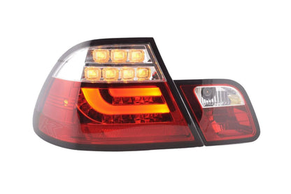 BMW 3-series E46 Coupe red LED tail light set by K2 Industries, showing the sleek taillights for models 1999-2002.