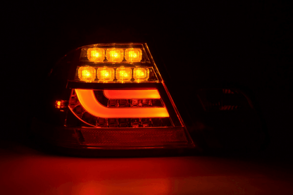 BMW 3-series E46 Coupe red LED taillights set by K2 Industries, showing the sleek tail light design for models 2003-2007.