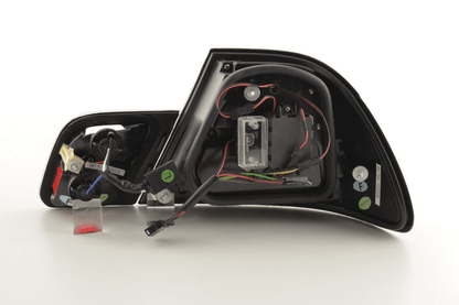 BMW 3-series E46 Coupe red LED tail light set by K2 Industries, 2003-2007, showing illuminated rear taillights with sleek design