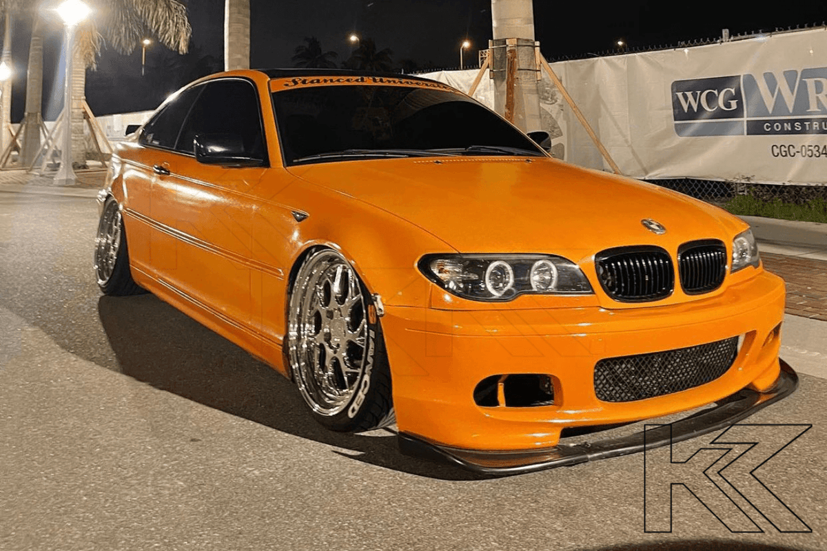 BMW 3-series E46 coupe/convertible black Xenon angel eyes headlights by K2 Industries, for 2003-2005 models.