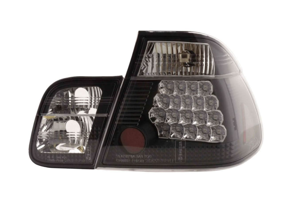 BMW 3 Series E46 sedan black Altezza style LED taillights, pre-facelift model (1998-2001), by K2 Industries.