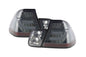 BMW 3-series E46 sedan chrome smoked LED taillights set, designed by K2 Industries, for models 1998-2001.