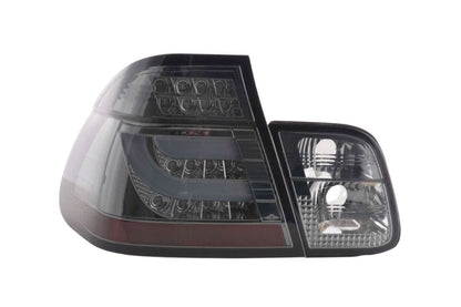 BMW 3-series E46 sedan chrome and smoked LED taillights set, facelift model 2002-2005, by K2 Industries.