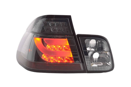 BMW 3-series E46 Sedan chrome smoked LED taillights set for facelift models 2002-2005 by K2 Industries.