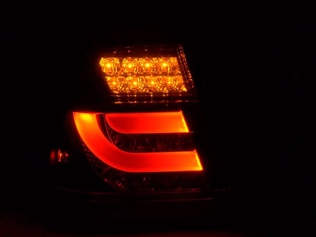 BMW 3-series E46 Sedan tail lights set with chrome and smoked LED lightbar, facelift model 2002-2005, by K2 Industries.